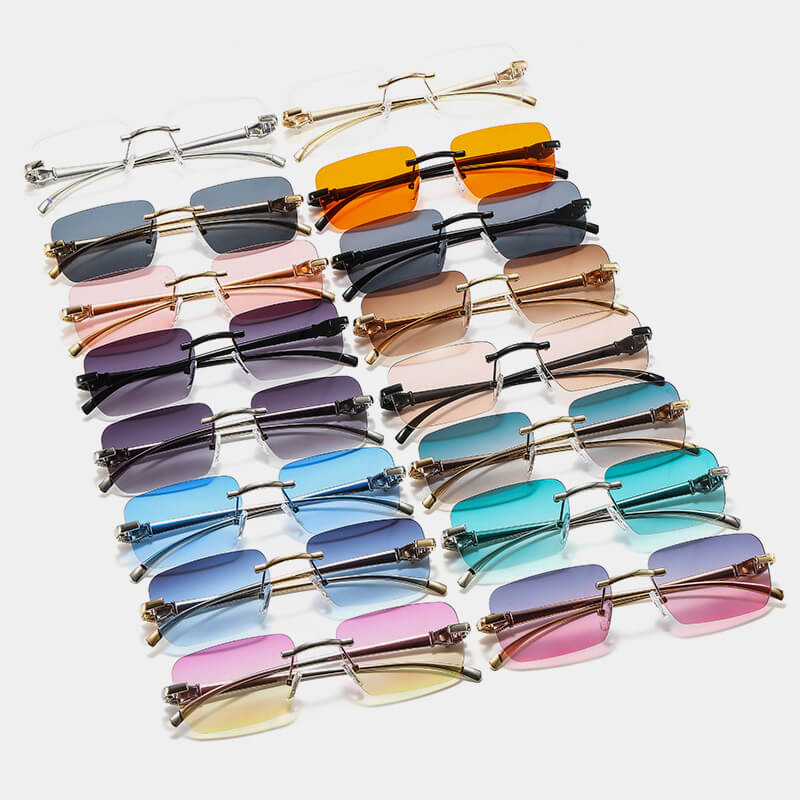 Panther Rectangular Rimless Sunglasses