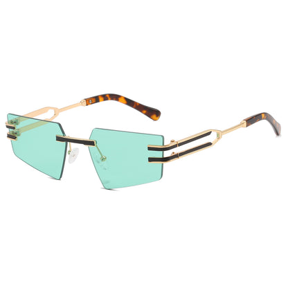 Metal Pentagon Rectangle Rimless Sunglasses