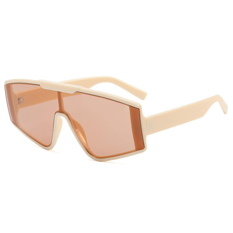 Flat Top One Piece Lens Oversize Sunglasses