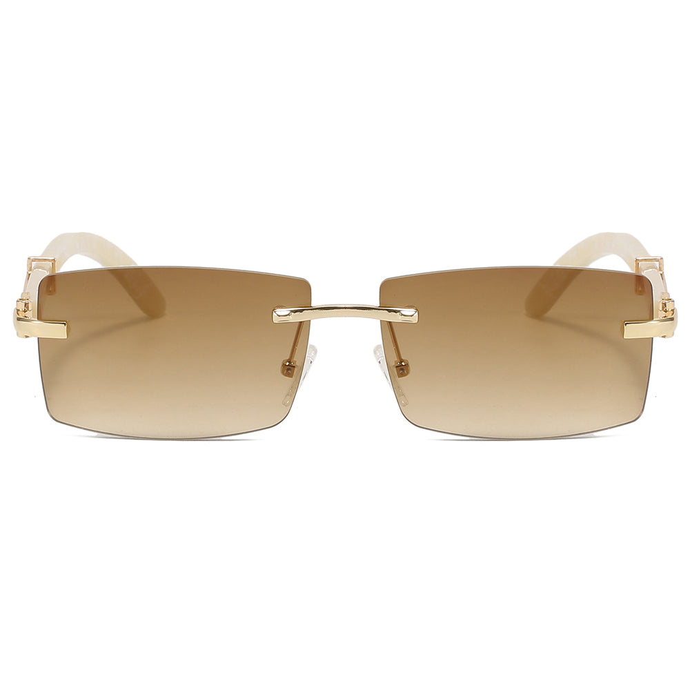 Rimless Rectangle Outdoor Vacation Sunshade Gradient Sunglasses