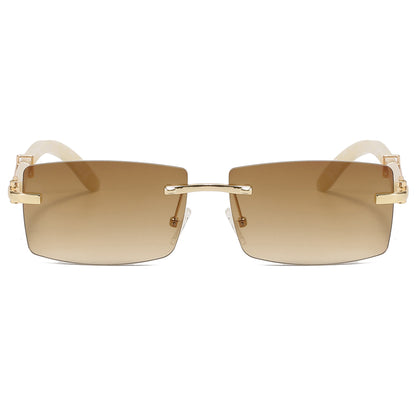 Rimless Rectangle Outdoor Vacation Sunshade Gradient Sunglasses