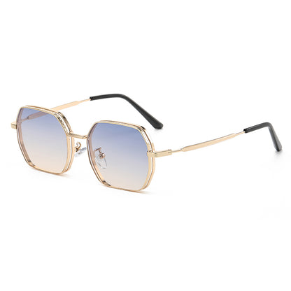 Retro Luxury Polygon Metal Frame Sunglasses