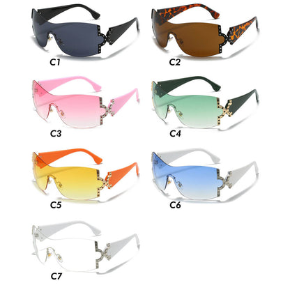 Y2K Oversized Shield Rimless Sunglasses