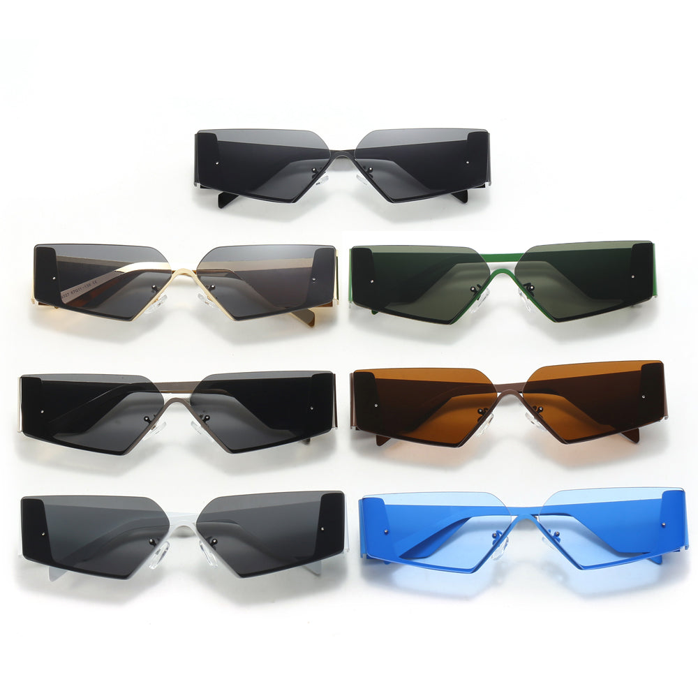 Rimless Irregular Narrow Shades Sunglasses