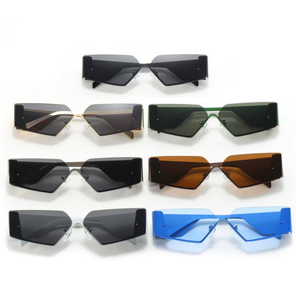 Rimless Irregular Narrow Shades Sunglasses