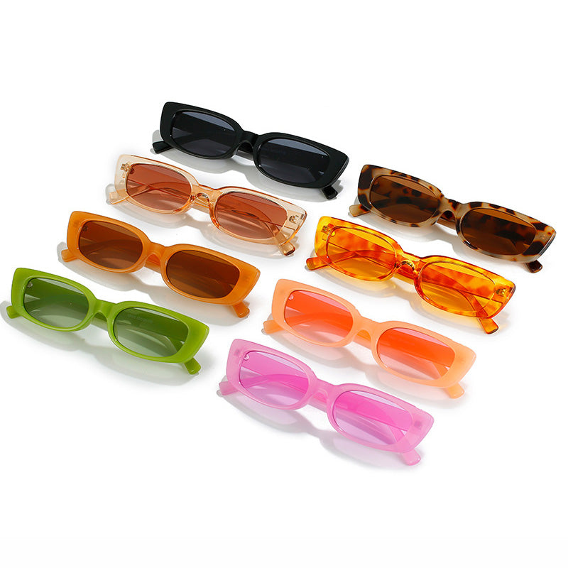 Retro Women Rectangle Cat Eye Tinted Sunglasses