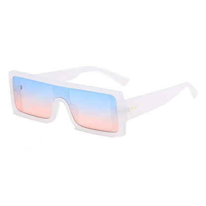 Trendy Flat Top UV400 Rectangle Sunglasses