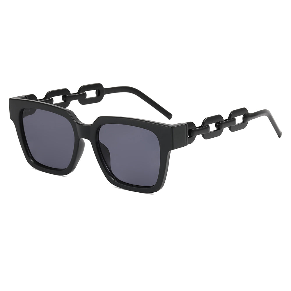 Square UV400 Metal Chain Temple Shades Sunglasses