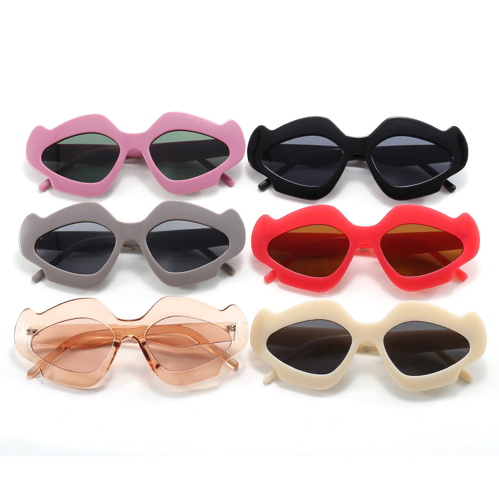 Irregular Hip-Hop Punk Flower Shape Wavy Design Sunglasses