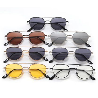 Retro Flat Top Metal Frame Sunglasses