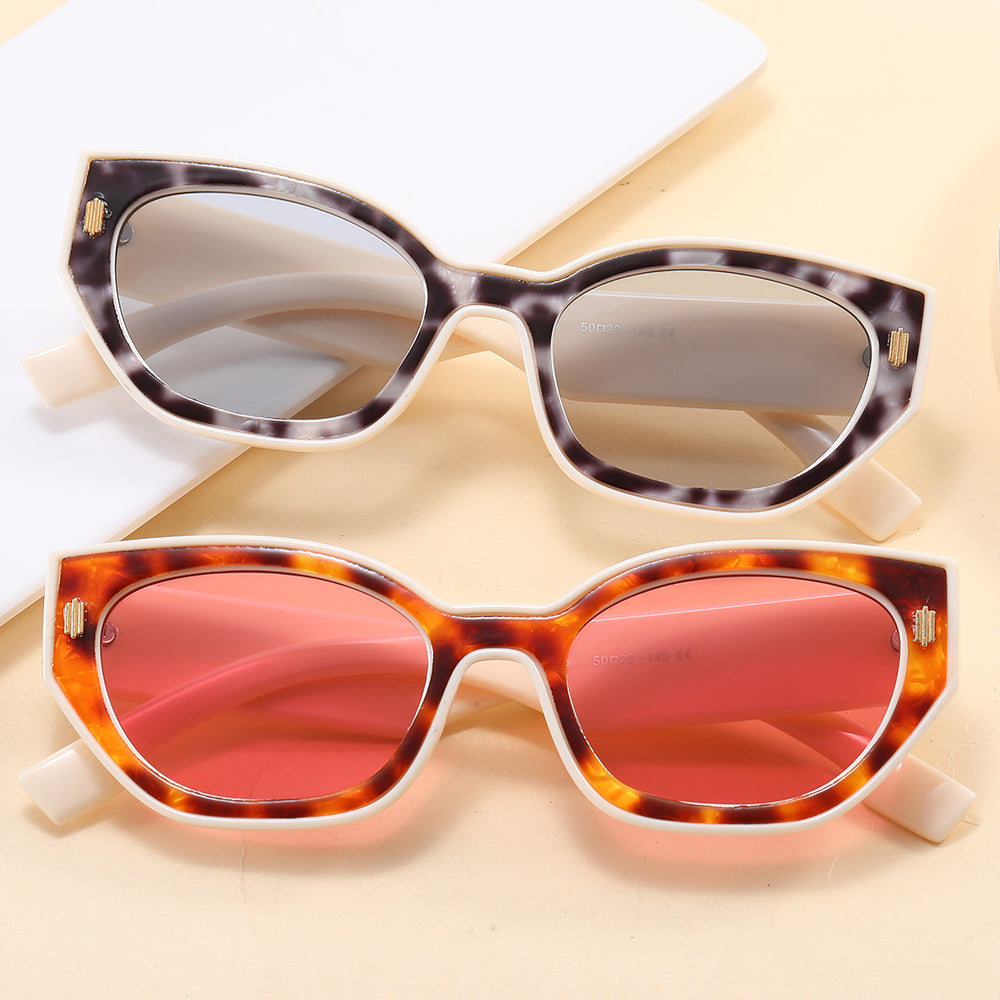 Cat Eye Women Small Polygon Sunglasses