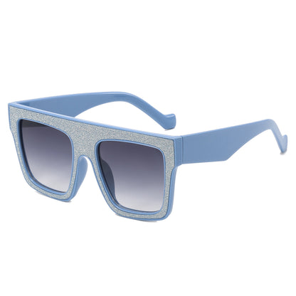 Rhinestone Flat Top Square Sunglasses