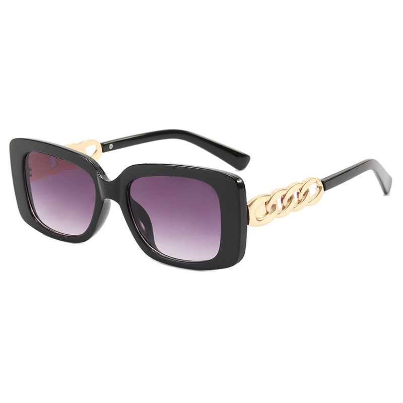 Retro Rectangle Chain Temple Sunglasses