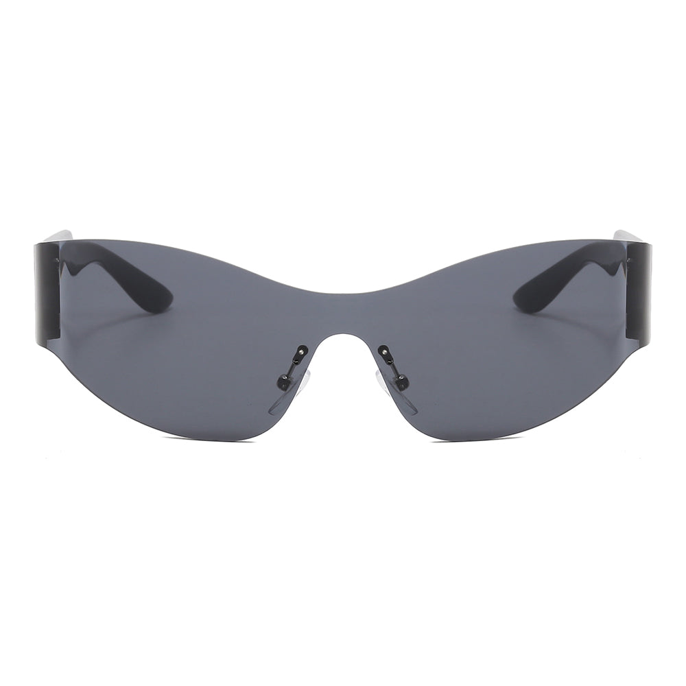 One Piece Oversized Rimless Shield Y2K Sports Sunglasses