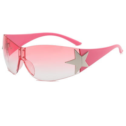 Rimless Shield Y2K Star Sunglasses