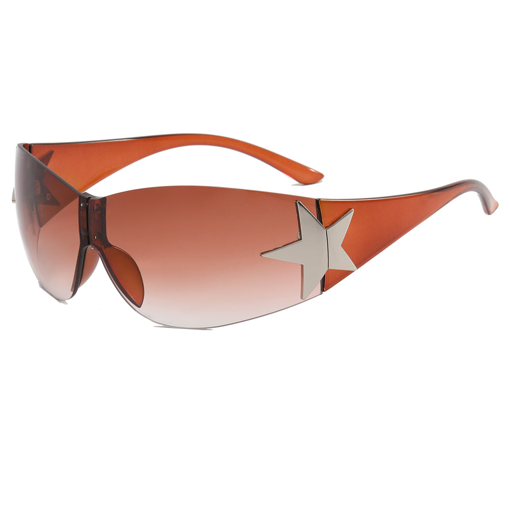 Rimless Shield Y2K Star Sunglasses