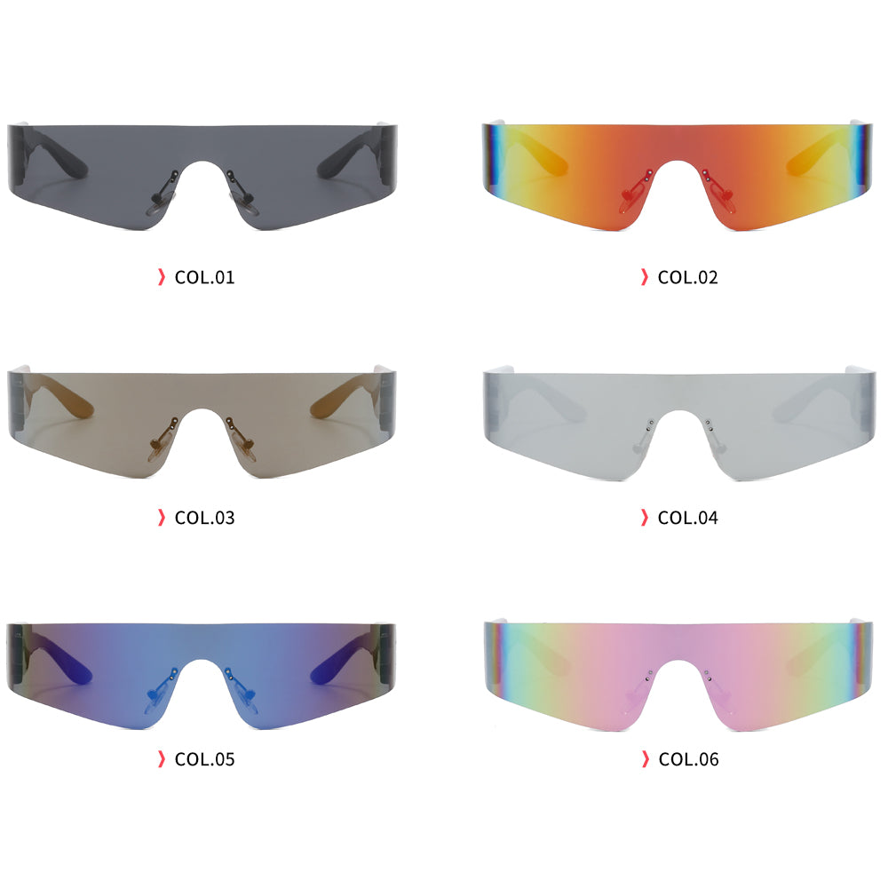 one piece lens Rimless Y2K Sunglasses