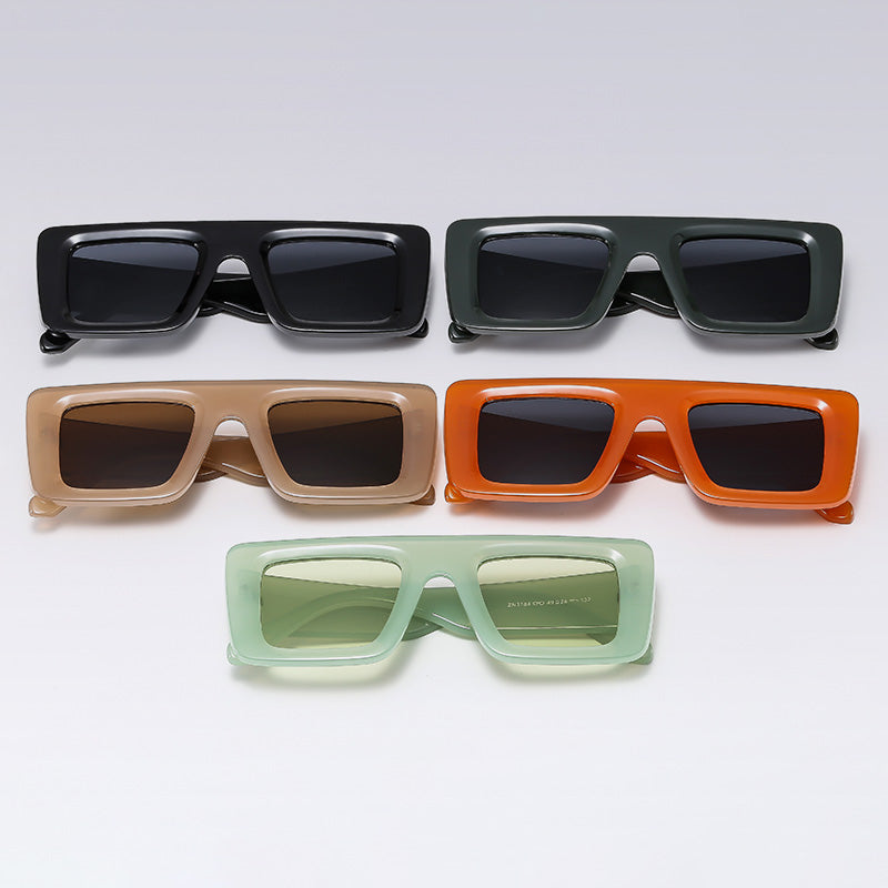 Square Thick Shades Flat Top Men Women UV400 Sunglasses