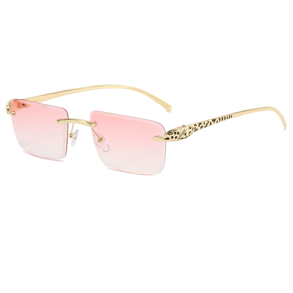 Panther Rectangle Tint Rimless Sunglasses