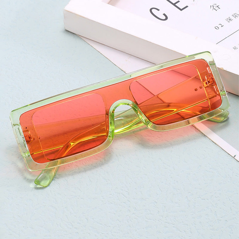 Trendy Flat Top UV400 Rectangle Sunglasses