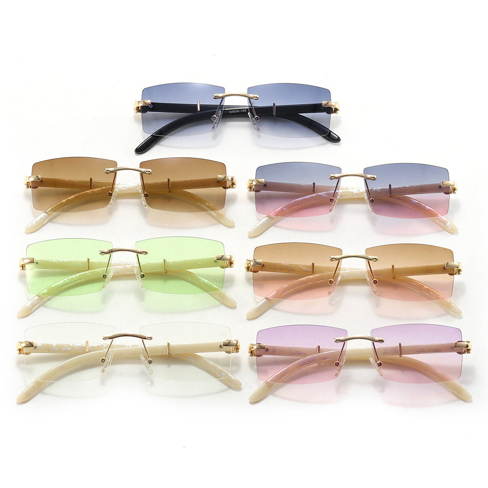 Rimless Rectangle Outdoor Vacation Sunshade Gradient Sunglasses