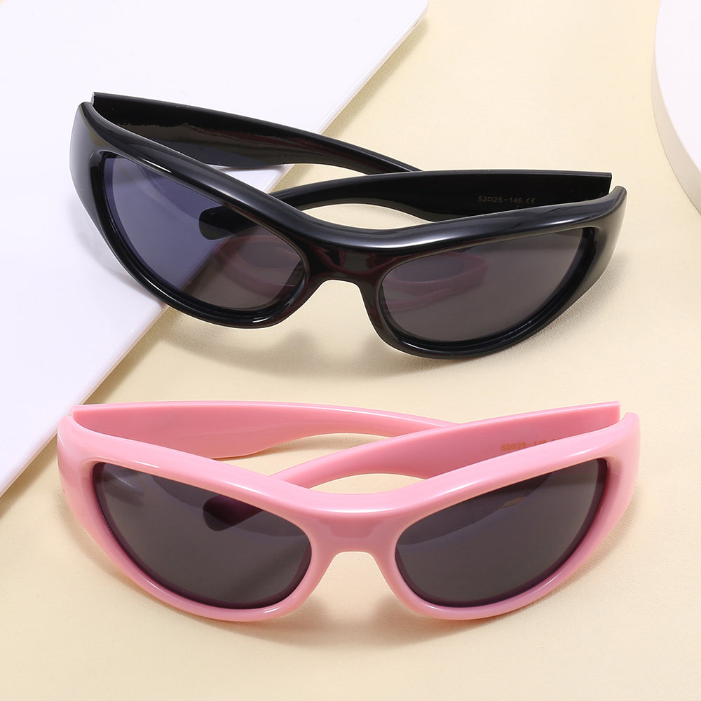 Y2K Vintage Wrap Around Rectangle Cat Eye Outdoor Sunglasses