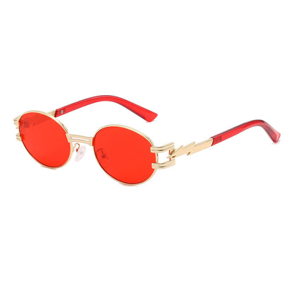 Retro Luxury Metal Steampunk Style Small Oval Sunglasses