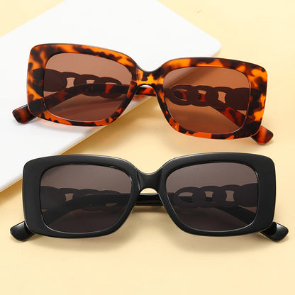 Retro Rectangle Chain Temple Sunglasses