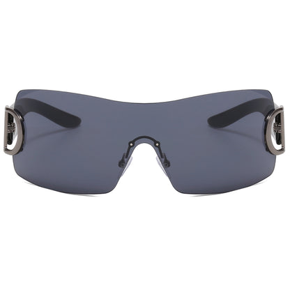 Y2K Oversized Rectangle One Piece Rimless Sunglasses