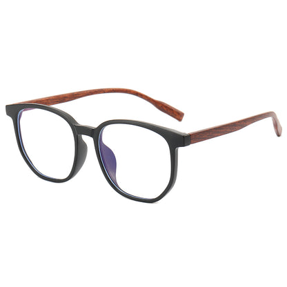 Plastic Faux Wood Eyeglasses with Anti Blue Light Lenses