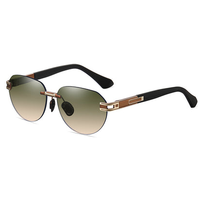 Men's Gradient Oval Rimless Sunglasses