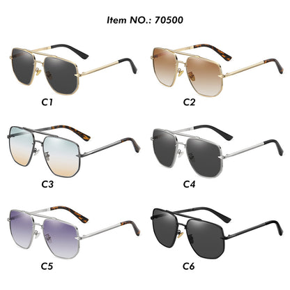 Square Metal Frame Flat Top Gradient Sunglasses