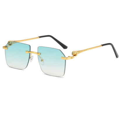 Diamond Cut Oversized Rimless Square Outdoor Holiday Sunglasses