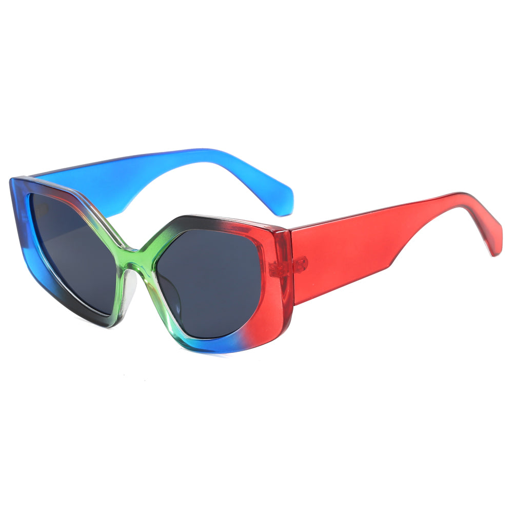 Oversized Polygon Cat Eye Chunky Rainbow Shades Sunglasses