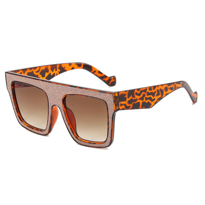 Rhinestone Flat Top Square Sunglasses