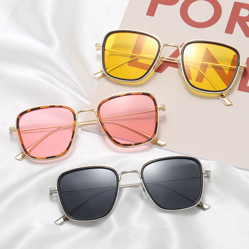 Fashion Men Square Metal Sunglasses
