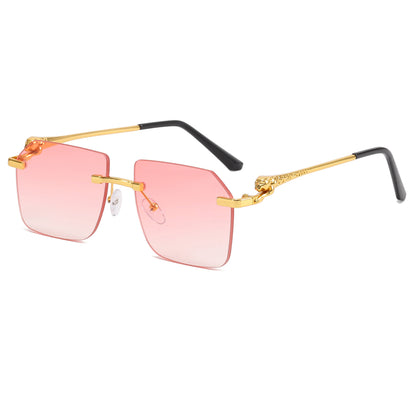 Diamond Cut Oversized Rimless Square Outdoor Holiday Sunglasses