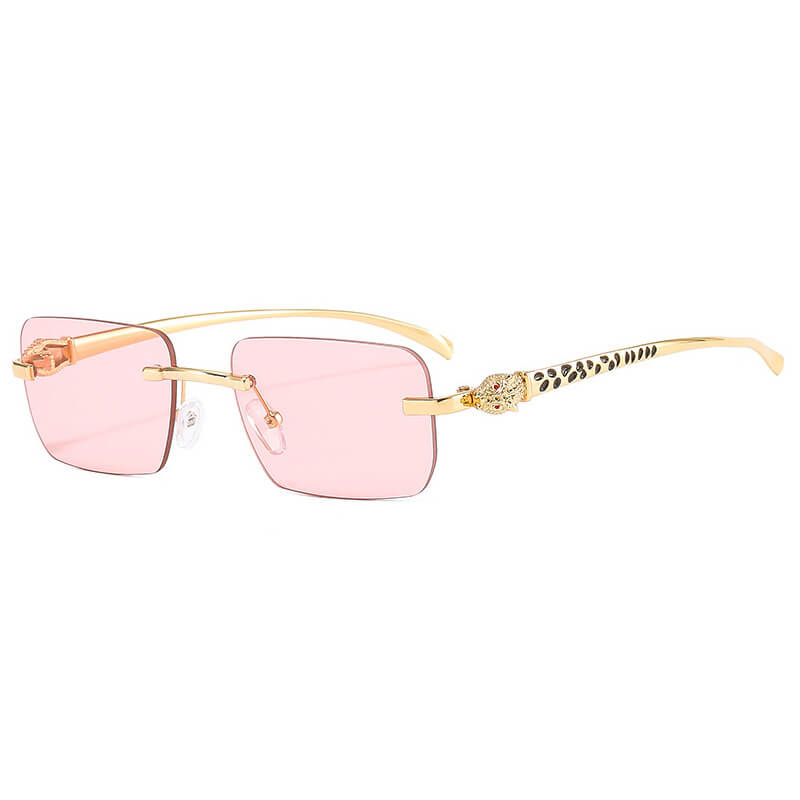 Panther Rectangular Rimless Sunglasses