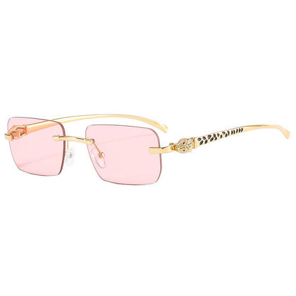 Panther Rectangular Rimless Sunglasses