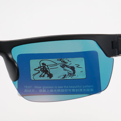 Men Rectangular Half Frame Polarized Sports Driving Sunglasses