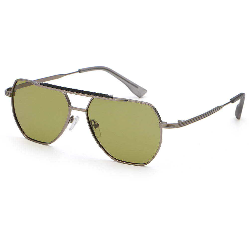 Retro Oversized Square Metal Frame Sunglasses