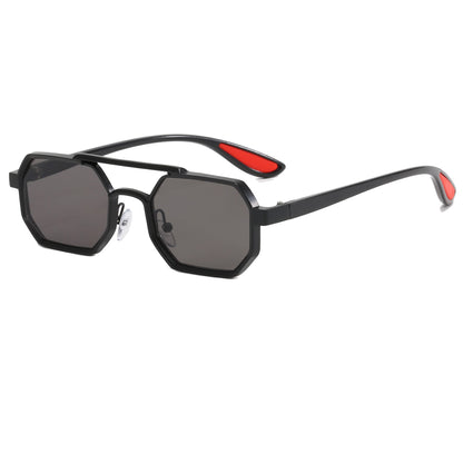 Polygon Steampunk Double Bridge Shades Metal Frame Sunglasses