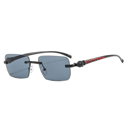 Panther Rectangular Rimless Sunglasses