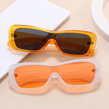 Women Rectangle One Piece Lens Cat Eye Sunglasses