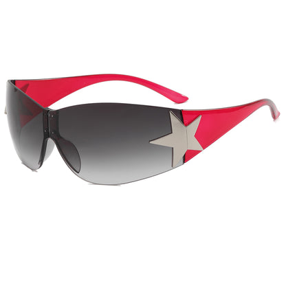 Rimless Shield Y2K Star Sunglasses