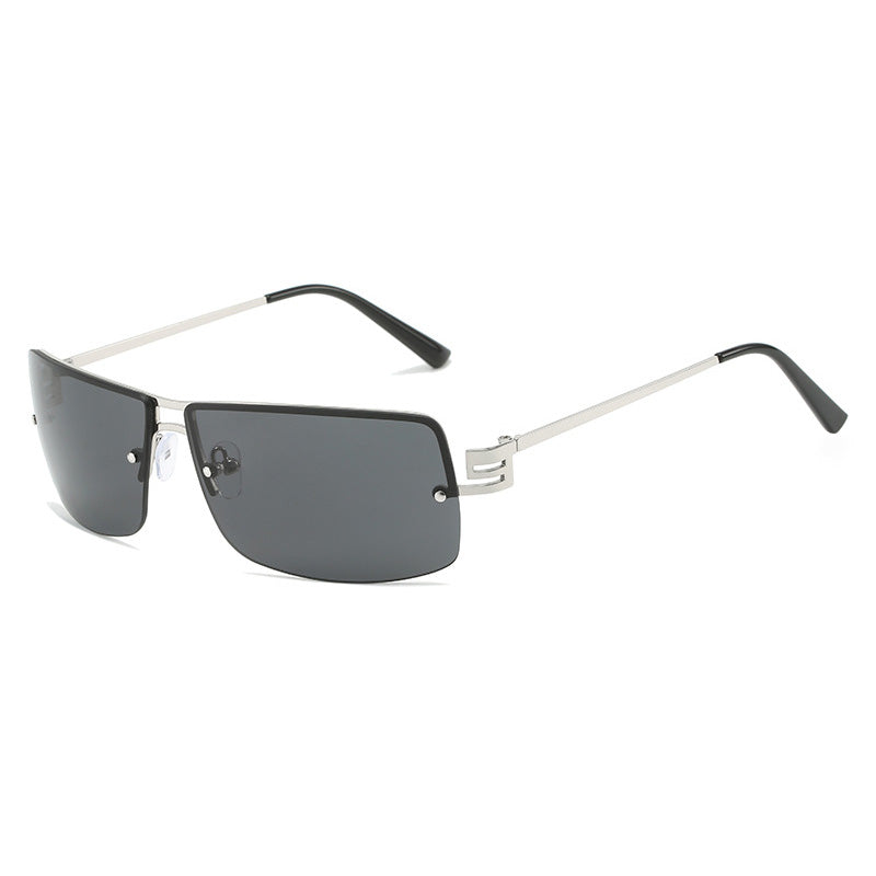 Retro Rectangle Rimless Tinted Sunglasses