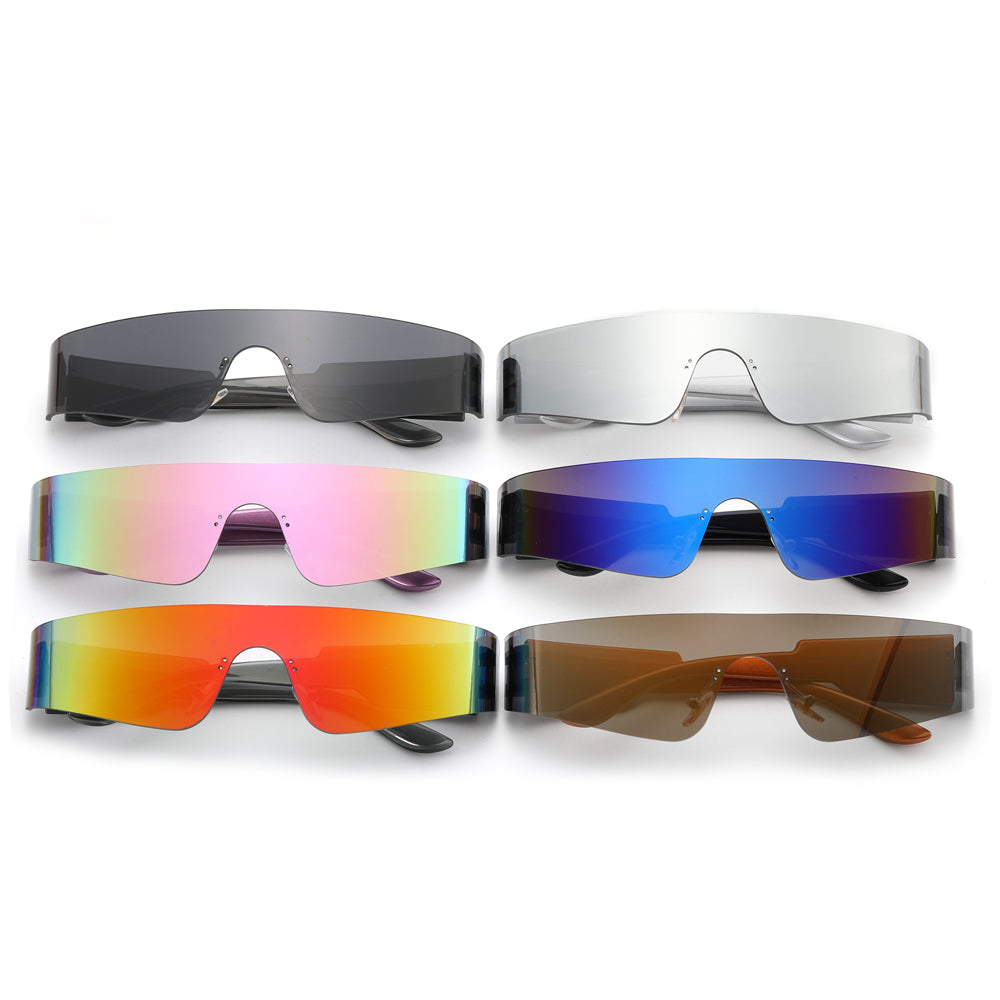 one piece lens Rimless Y2K Sunglasses