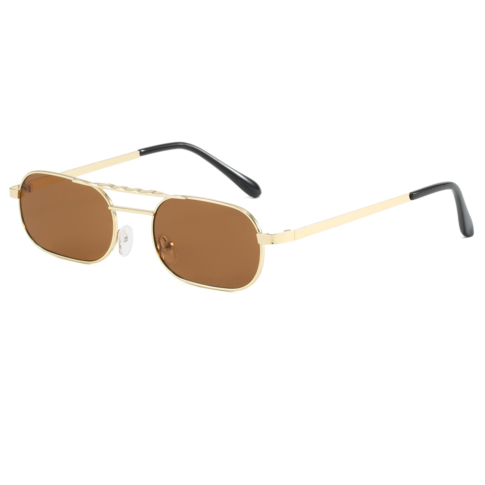 Small Rectangle Metal Frame Travel Shades Sunglasses