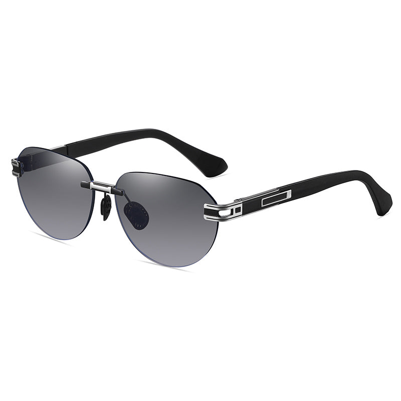 Men's Gradient Oval Rimless Sunglasses