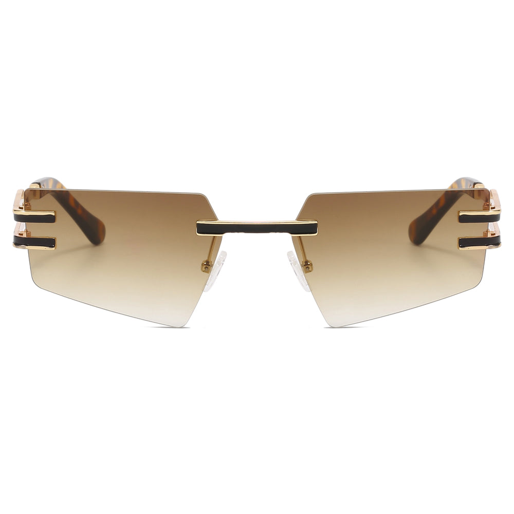 Metal Pentagon Rectangle Rimless Sunglasses